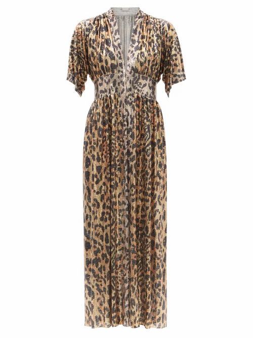 Leopard-print Chainmail Mesh Dress - Womens - Leopard