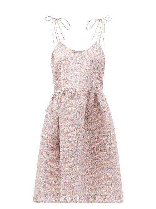 Horror Vacui - Tanita Pintucked Floral-print Cotton Dress - Womens - Pink Multi