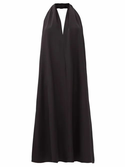 La Collection - Claudia Halterneck Silk-crepe Dress - Womens - Black