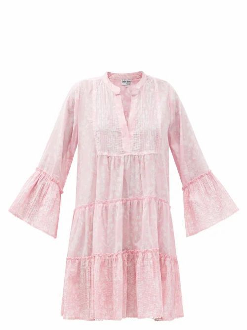 Juliet Dunn - Pintucked Floral-print Cotton Dress - Womens - Light Pink