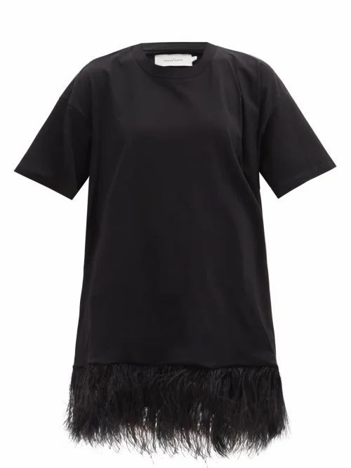 Marques'almeida - Feather-trimmed Cotton-jersey T-shirt Dress - Womens - Black