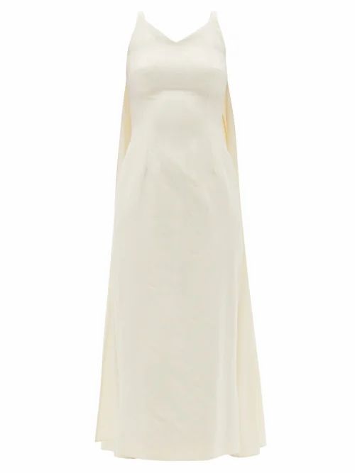 Lina Cotton-blend Moiré Cape Dress - Womens - Cream