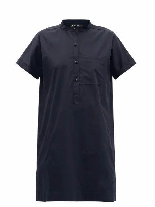 A.P.C. - Temple Cotton-blend Poplin Mini Shirt Dress - Womens - Navy