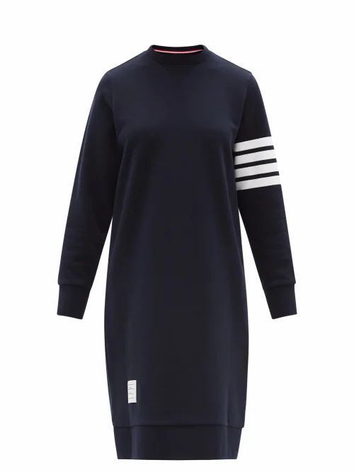 Thom Browne - Four-bar Cotton Sweater Dress - Womens - Navy