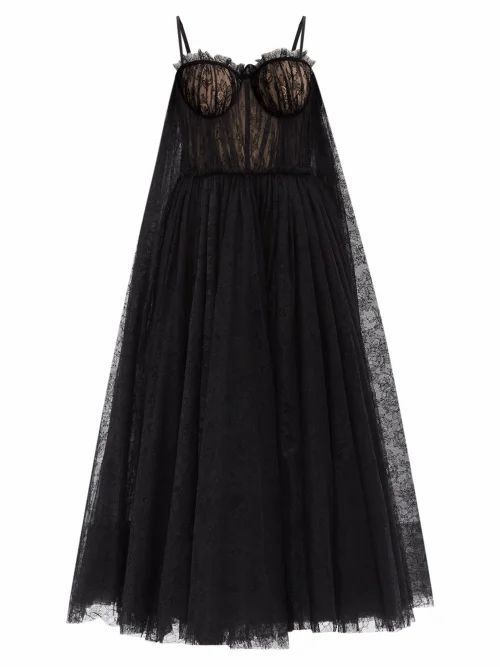 Bustier-bodice Chantilly-lace Gown - Womens - Black
