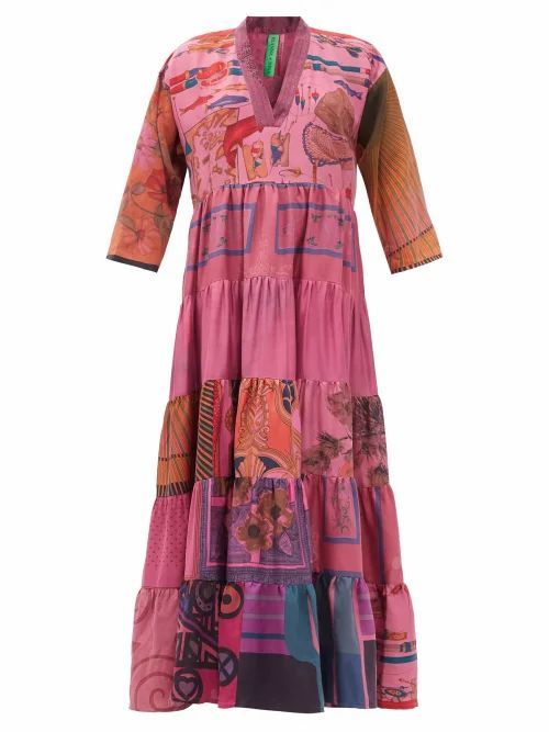 Patchwork Vintage-silk Maxi Dress - Womens - Multi