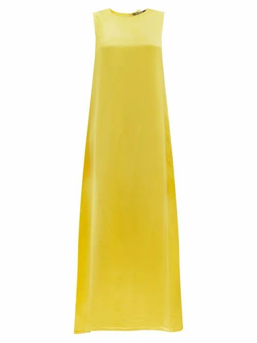 Raf Simons - Tie-back Satin Maxi Dress - Womens - Yellow