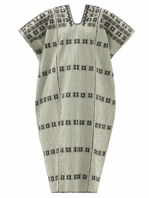 Pippa Holt - No.268 Embroidered Striped Cotton Kaftan - Womens - Khaki