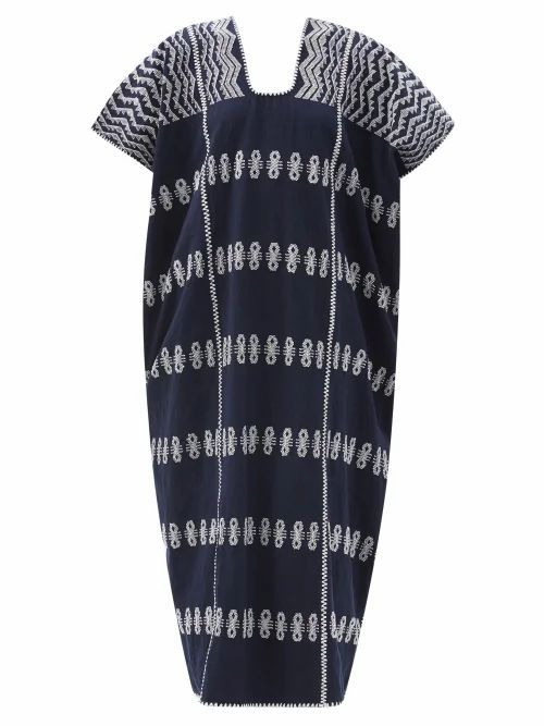 Pippa Holt - No.270 Embroidered Cotton Kaftan - Womens - Navy