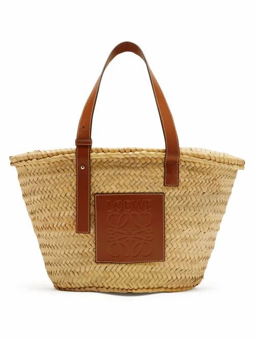 Medium Raffia Basket Bag - Womens - Tan