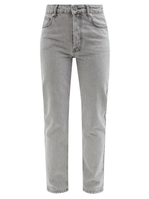 Track Organic-cotton High-rise Straight-leg Jeans - Womens - Light Grey