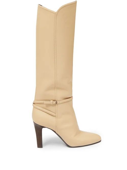 Jane Knee-high Leather Boots - Womens - Cream