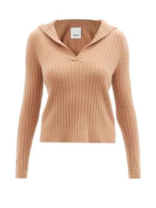 Open-neck Rib-knit Cashmere Sweater - Womens - Camel