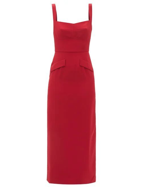 Rachel Square-neck Crepe Dress - Womens - Dark Red