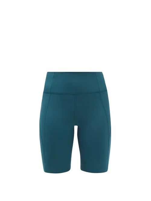 High-rise Recycled-fibre Cycling Shorts - Womens - Aqua Green