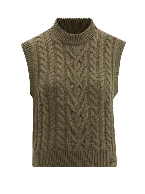 Highland Wool-blend Sweater Vest - Womens - Khaki