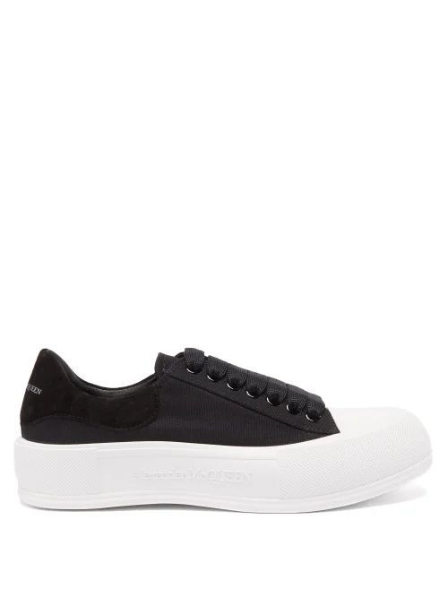 Deck Canvas And Suede Trainers - Womens - Black/white