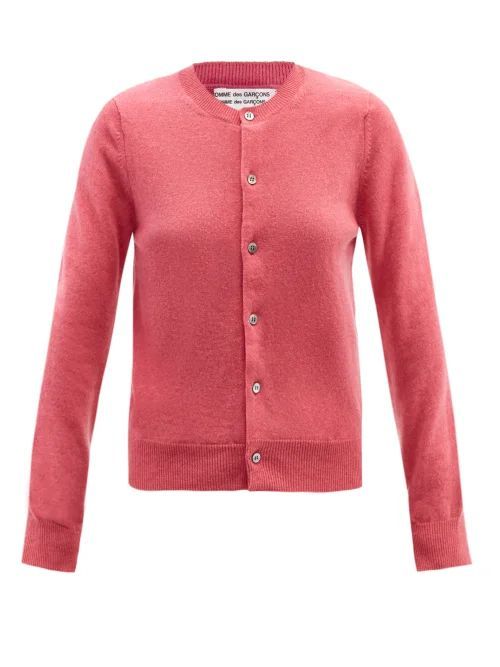Buttoned Wool Cardigan - Womens - Pink