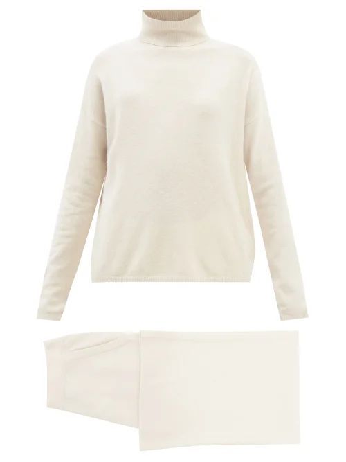Cashmere Roll-neck Sweater And Track Pants - Womens - Cream