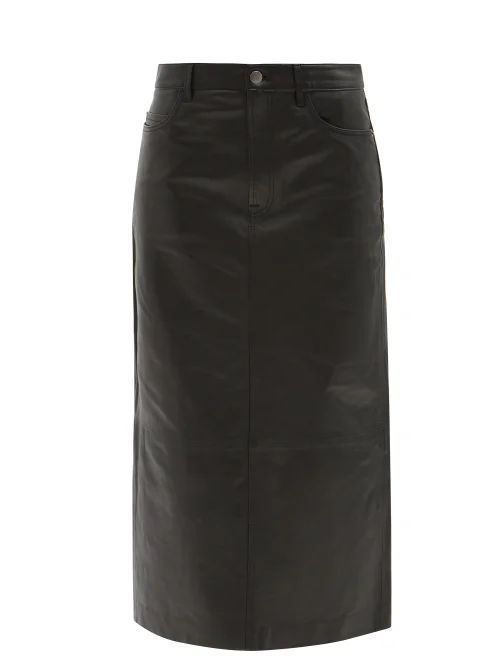 Le Midi High-rise Leather Midi Skirt - Womens - Black