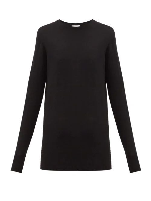 Long-line Fine-knit Cashmere Sweater - Womens - Black