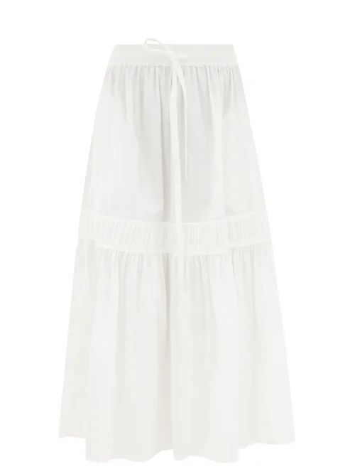 Elsie Smocked Long Skirt - Womens - White