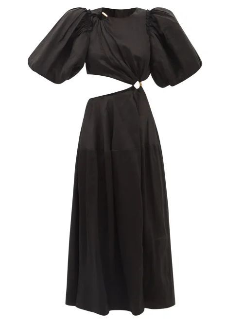 Vanades Ring-embellished Cutout Linen-blend Dress - Womens - Black