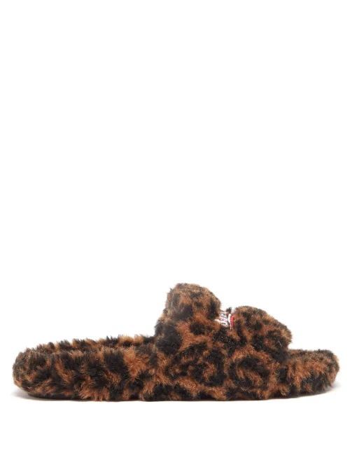 Leopard Faux-fur Slides - Womens - Leopard