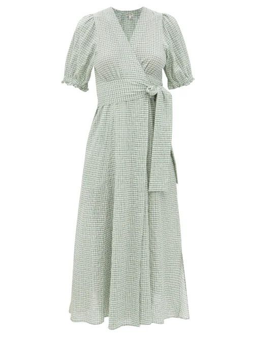 Rita Check Cotton-blend Wrap Dress - Womens - Green White