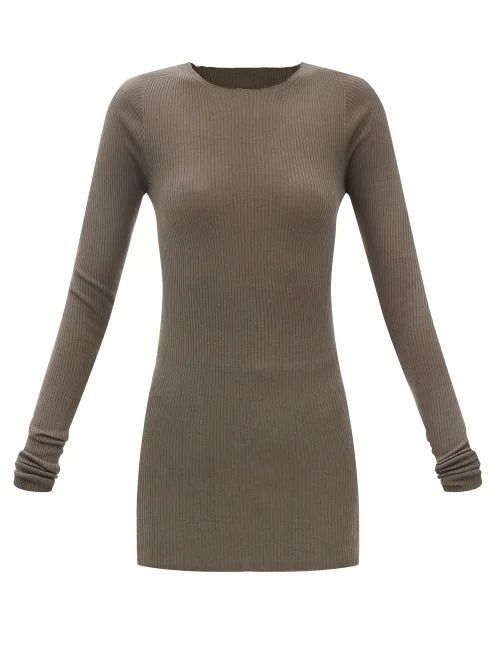 Longline Ribbed-wool Sweater - Womens - Grey