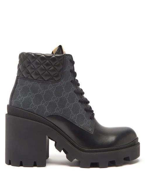 Trip Gg-monogram Quilted-leather Ankle Boots - Womens - Black