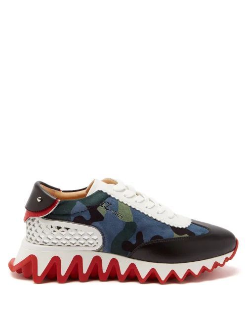 Loubishark Donna Camouflage-print Suede Trainers - Womens - Multi
