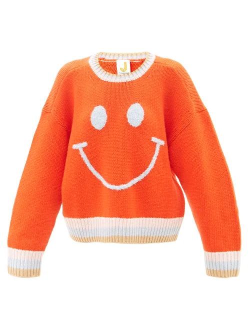 Smiley-embroidered Sweater - Womens - Red Multi
