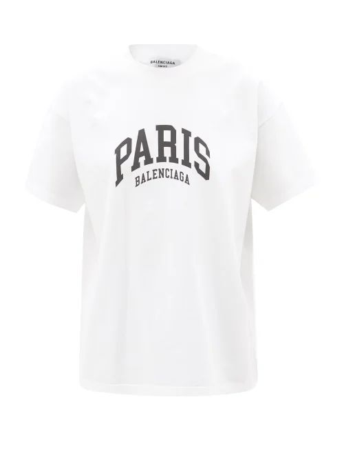 Logo-print Cotton-jersey T-shirt - Womens - White Black