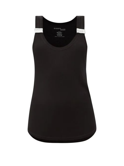 Fluid Basics Gathered-shoulder Ribbed Tank Top - Womens - Black