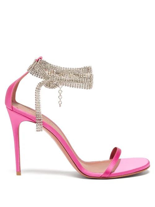 Georgia Crystal-strap Satin Wrap Sandals - Womens - Pink