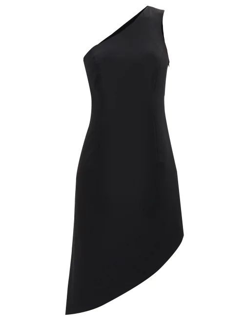 One-shoulder Slit-hem Dress - Womens - Black