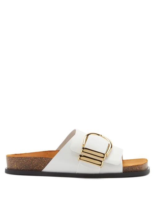 Thompson Leather Flat Sandals - Womens - White