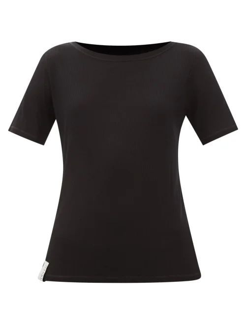 Fluid Basics Logo-tag Ribbed-jersey T-shirt - Womens - Black