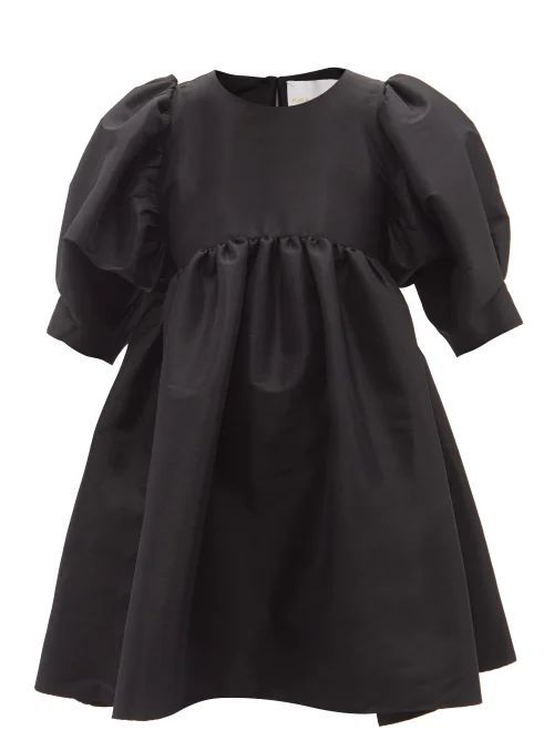Mathilde Gathered Silk-blend Taffeta Mini Dress - Womens - Black