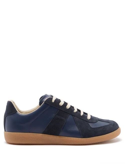 Replica Suede And Leather Trainers - Womens - Navy