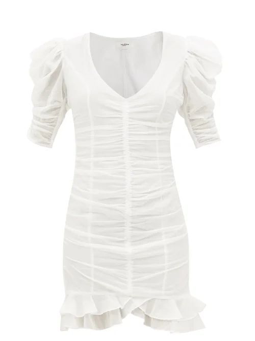 Sireny Ruched Cotton-voile Dress - Womens - White