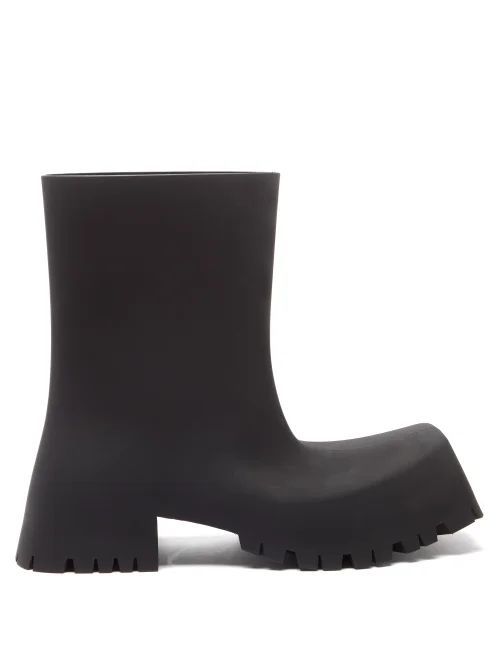 Trooper Square-toe Rubber Ankle Boots - Womens - Black