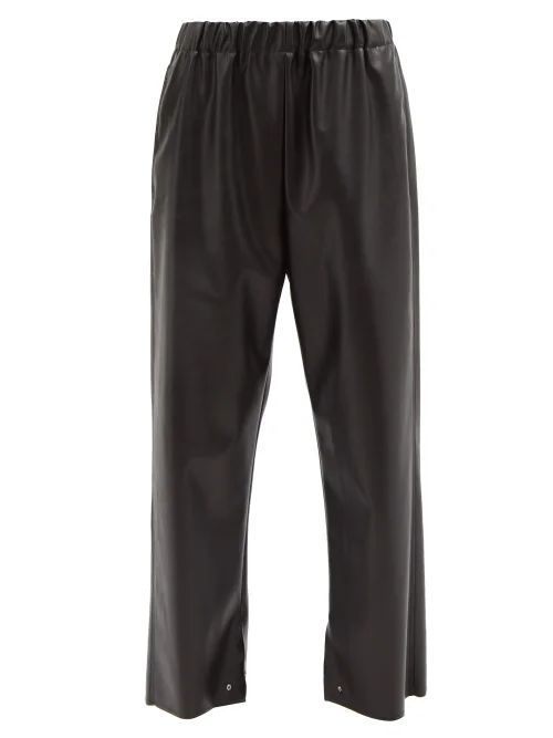 Cropped Faux-leather Trousers - Womens - Black