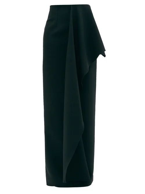 Korresia Slit Wool-crepe Skirt - Womens - Black