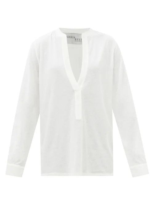 Fluid Basics V-neck Cashmere-blend Jersey Shirt - Womens - White
