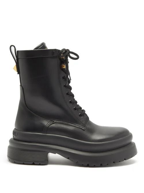 Roman Stud Leather Boots - Womens - Black