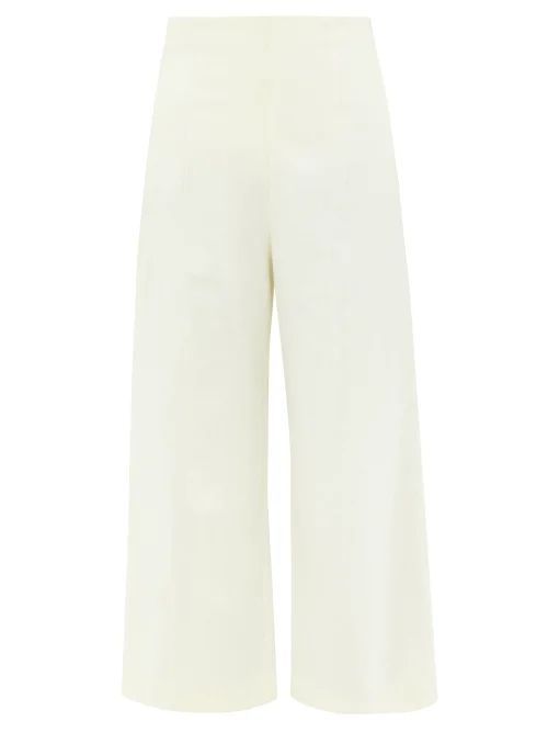 Leila Moire Wide-leg Trousers - Womens - Cream