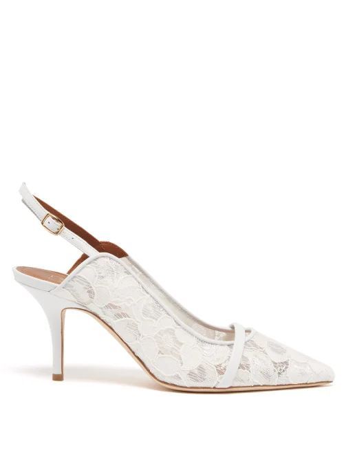 Marion 70 Lace Slingback Pumps - Womens - White