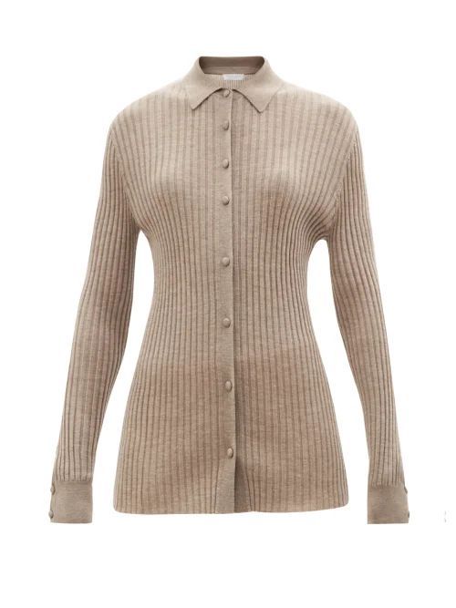 William Ribbed Cashmere-blend Cardigan - Womens - Beige